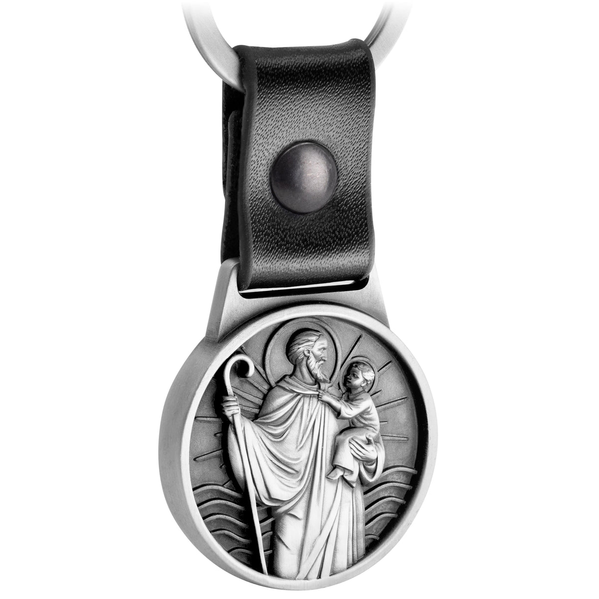 Christophorus Schlüsselanhänger - Schutzpatron der Reisenden - Heiliger Christopherus Amulett - Gute Fahrt Plakette am Lederband