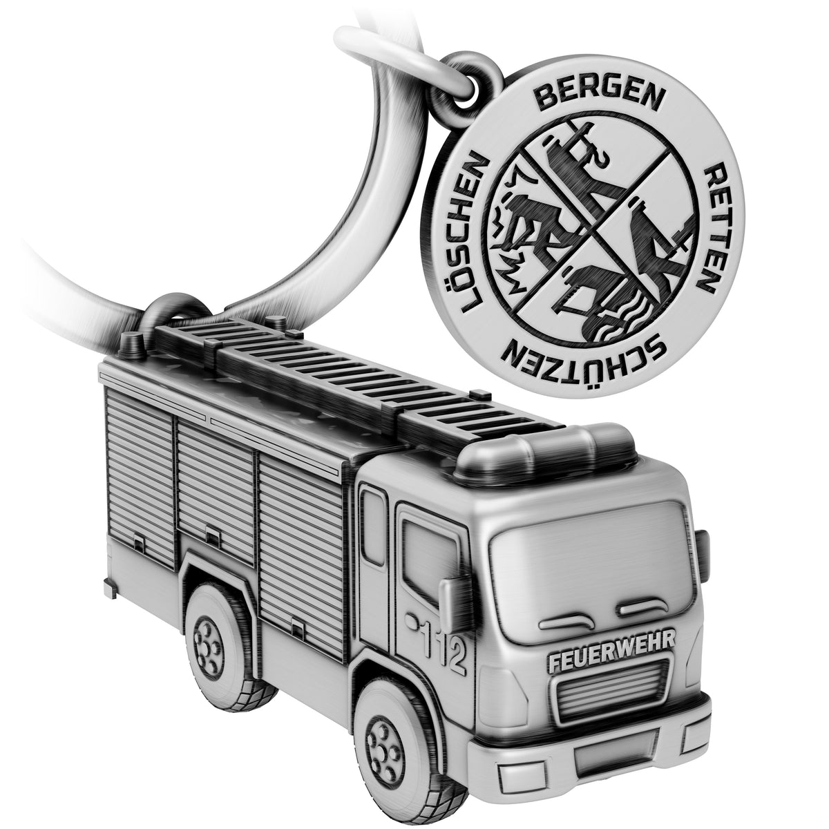 Feuerwehrauto Schlüsselanhänger mit Plakette - Glücksbringer für Feuerwehrleute - Dankeschön für Feuerwehrmann Feuerwehrfrau