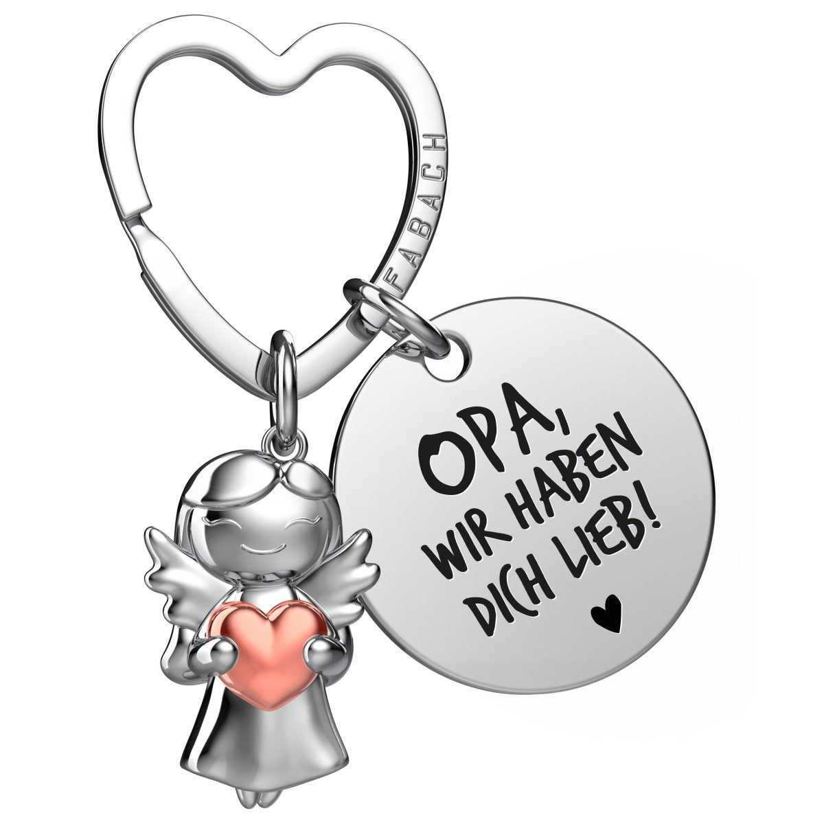 "Bester Opa" Schutzengel Schlüsselanhänger - Schutzengel Star mit Herz und Gravur Plättchen mit liebevoller Botschaft - FABACH#botschaft_Wir Haben Dich Lieb
