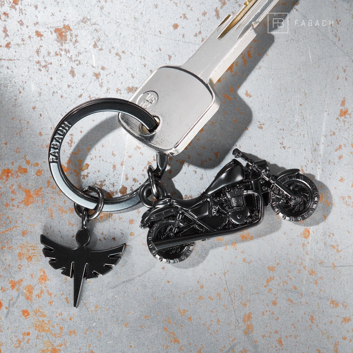 "Chopper" Motorrad Schlüsselanhänger mit Schutzengel - Engel Glücksbringer für Motorradfahrer Chopper Fans - FABACH – Die Schlüsselanhänger-Schmiede