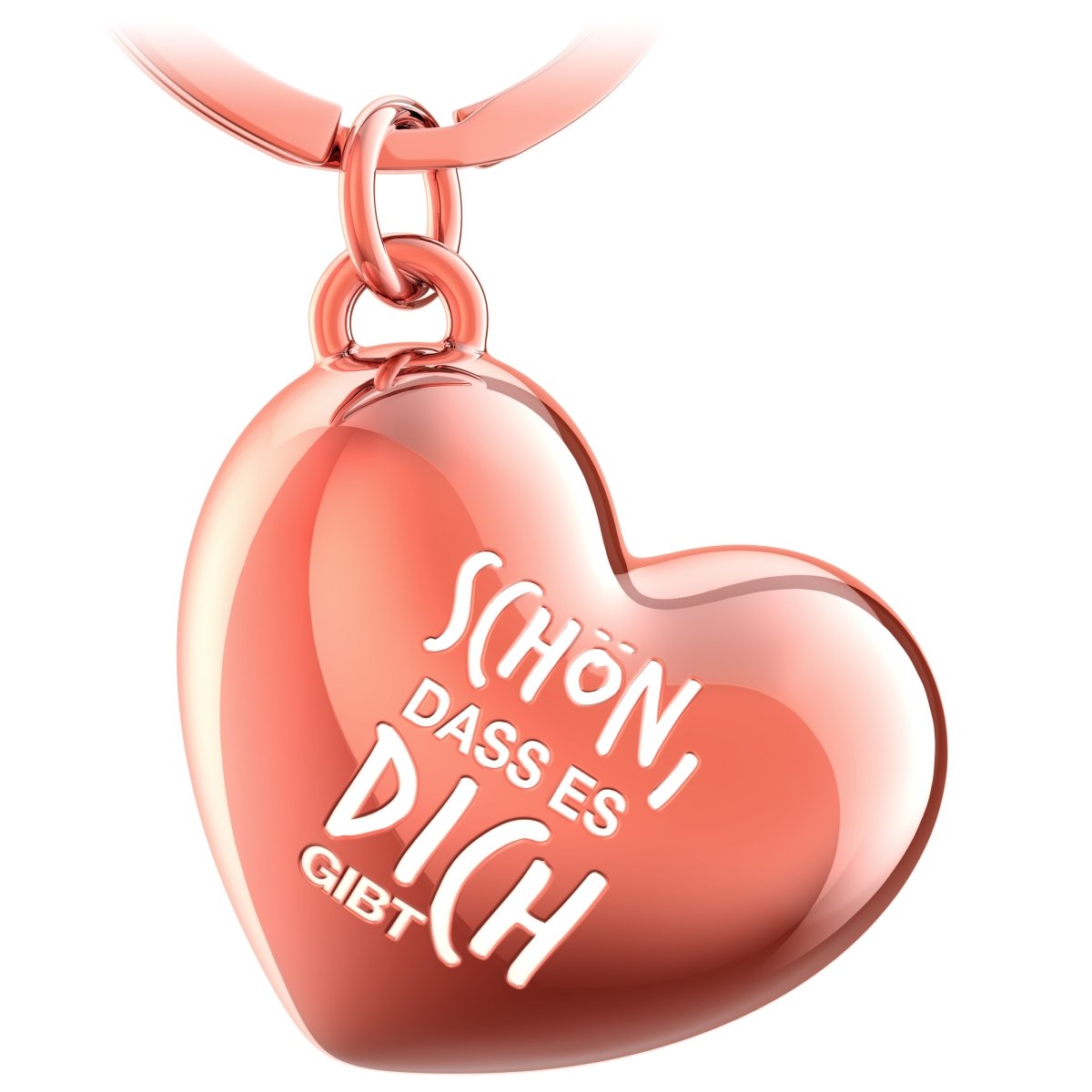 Herz Schlüsselanhänger mit Gravur - "Schön dass es dich gibt" - Glücksbringer Geschenk für beste Freundin Partnerin Frau - FABACH#farbe_roségold