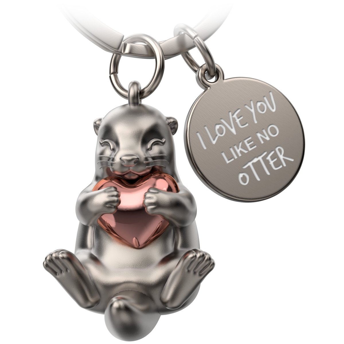 "I love you like no otter" Otter Schlüsselanhänger "Otty" mit Gravur - Liebevoller Glücksbringer mit Herz - Geschenk Partner Beste Freundin - FABACH#Farbe_Roségold