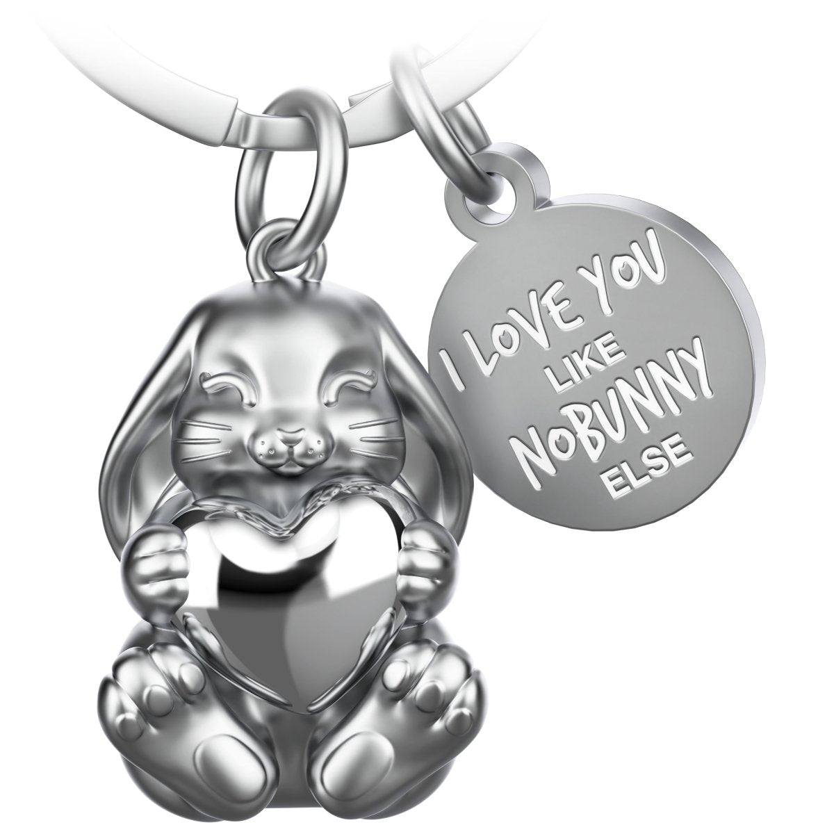 "I love you like nobunny else" Hase Schlüsselanhänger "Bunny" mit Gravur - Liebevoller Glücksbringer mit Herz