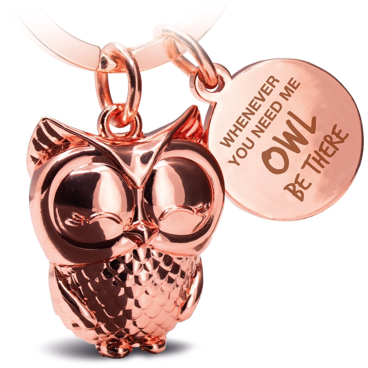 "Whenever you need me, OWL be there" Eule Schlüsselanhänger "Owly" mit Gravur - Süße Eule Glücksbringer - FABACH#farbe_roségold