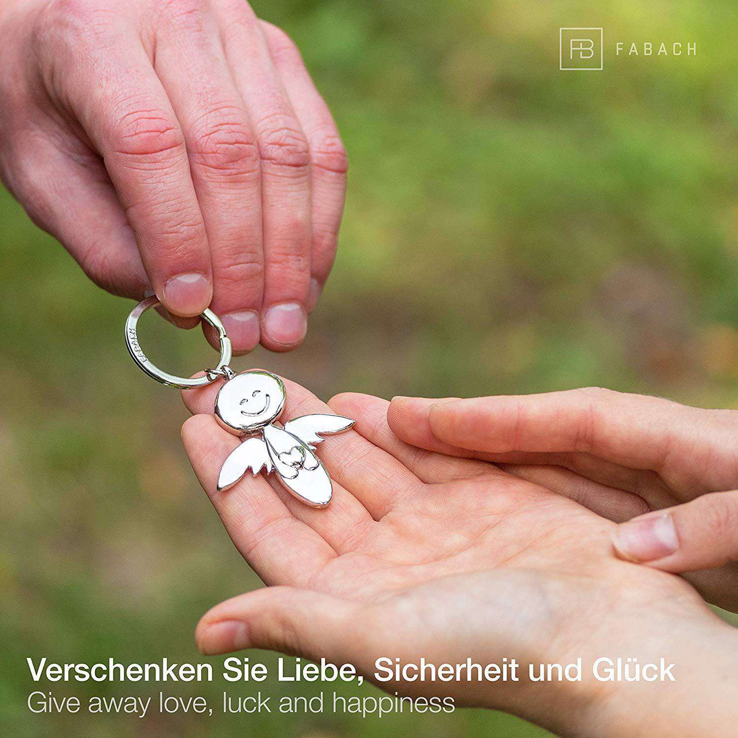 "Smile" Schutzengel Schlüsselanhänger mit Herz - Engel Glücksbringer - FABACH