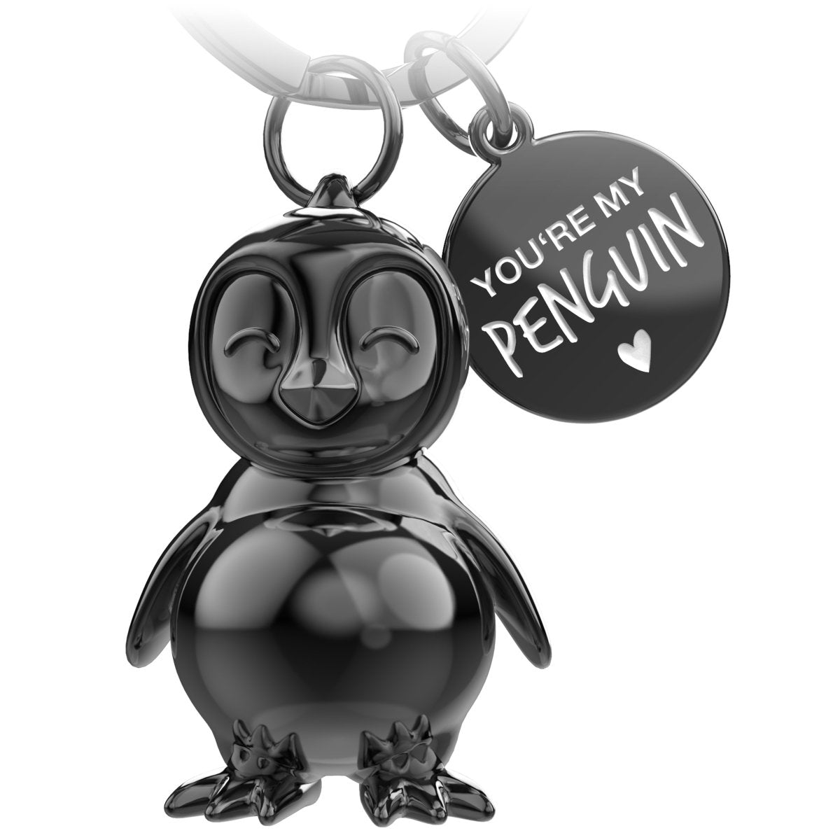 "You're my penguin" Pinguin Schlüsselanhänger "Frosty" mit Gravur - Süßer Pinguin Glücksbringer als Geschenk für Partner - FABACH#farbe_schwarz