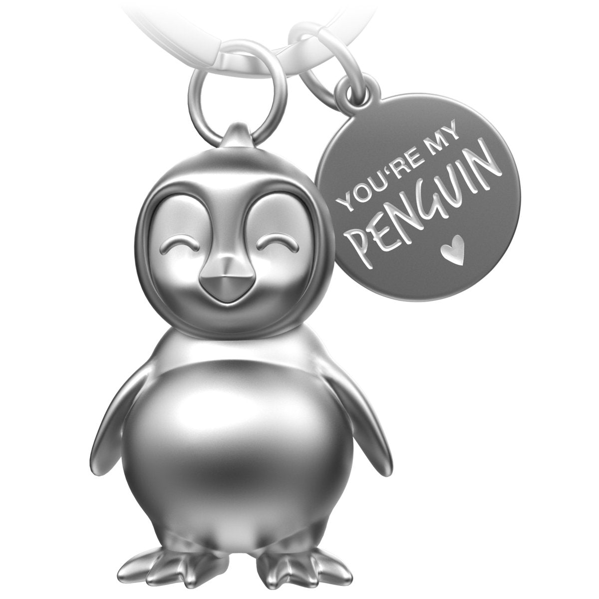 "You're my penguin" Pinguin Schlüsselanhänger "Frosty" mit Gravur - Süßer Pinguin Glücksbringer als Geschenk für Partner - FABACH#farbe_silber matt