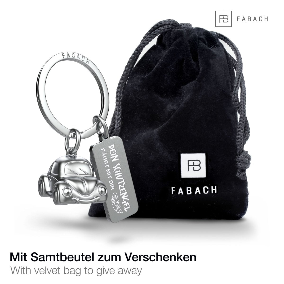 "Car" Miniatur Auto Schlüsselanhänger - Süßer Glücksbringer für Autofahrer - mit Gravur "Dein Schutzengel fährt mit Dir"
