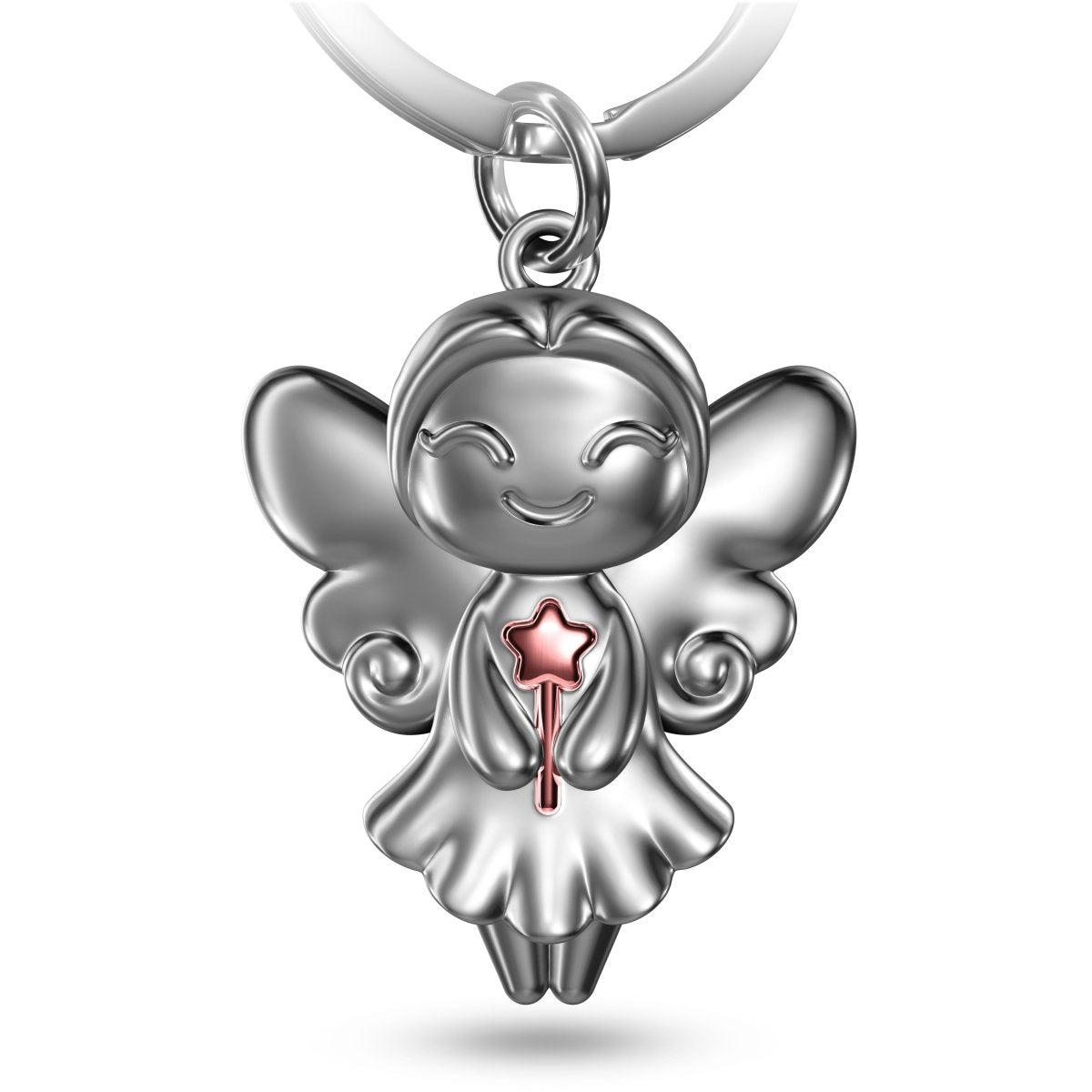 "Fairy" Schlüsselanhänger Fee mit Zauberstab - Niedlicher Glücksbringer Wunschfee Wunscherfüller - FABACH#farbe_roségold