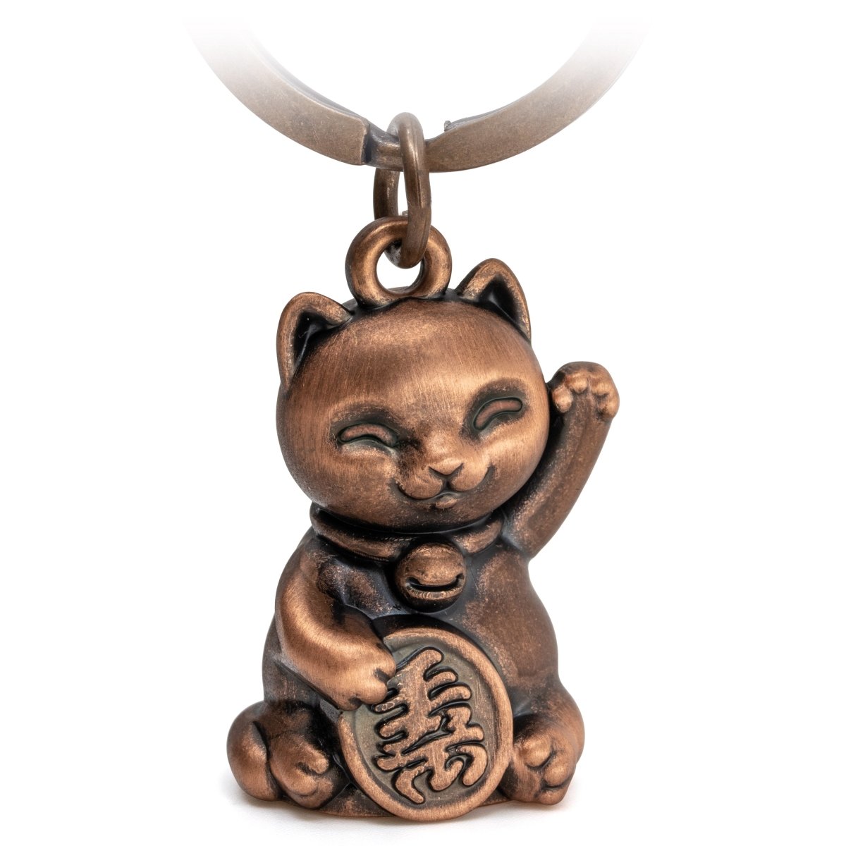 Glückskatze Winkekatze Schlüsselanhänger "Maneki Neko" - Süßer Lucky Cat Katze Anhänger - Katze Glücksbringer - FABACH#farbe_antique roségold