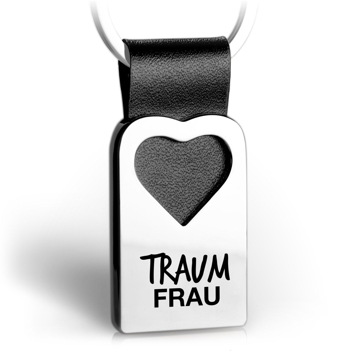 "Traumfrau" Herz-Schlüsselanhänger mit Gravur aus Leder - FABACH