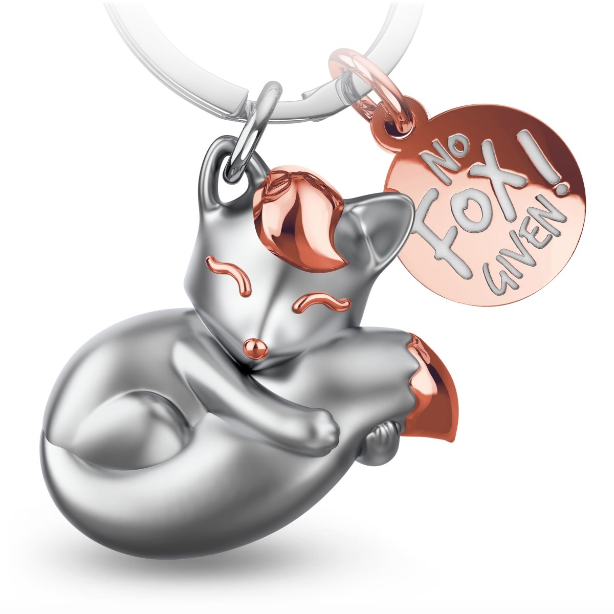 "No fox given" Fuchs Schlüsselanhänger "Foxy" mit Gravur - Süßer Fuchs Glücksbringer - FABACH#farbe_roségold