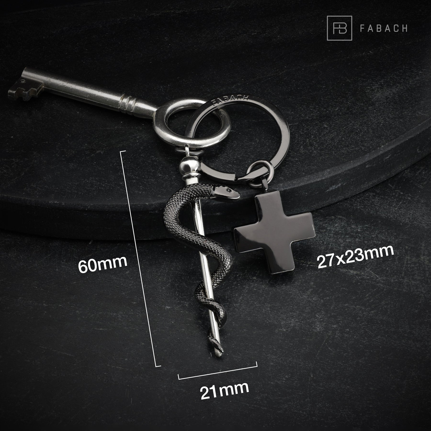 "Asklepiosstab" Schlüsselanhänger mit medizinischem Kreuz - Äskulapstab als Geschenk für Arzt Pfleger Krankenschwester