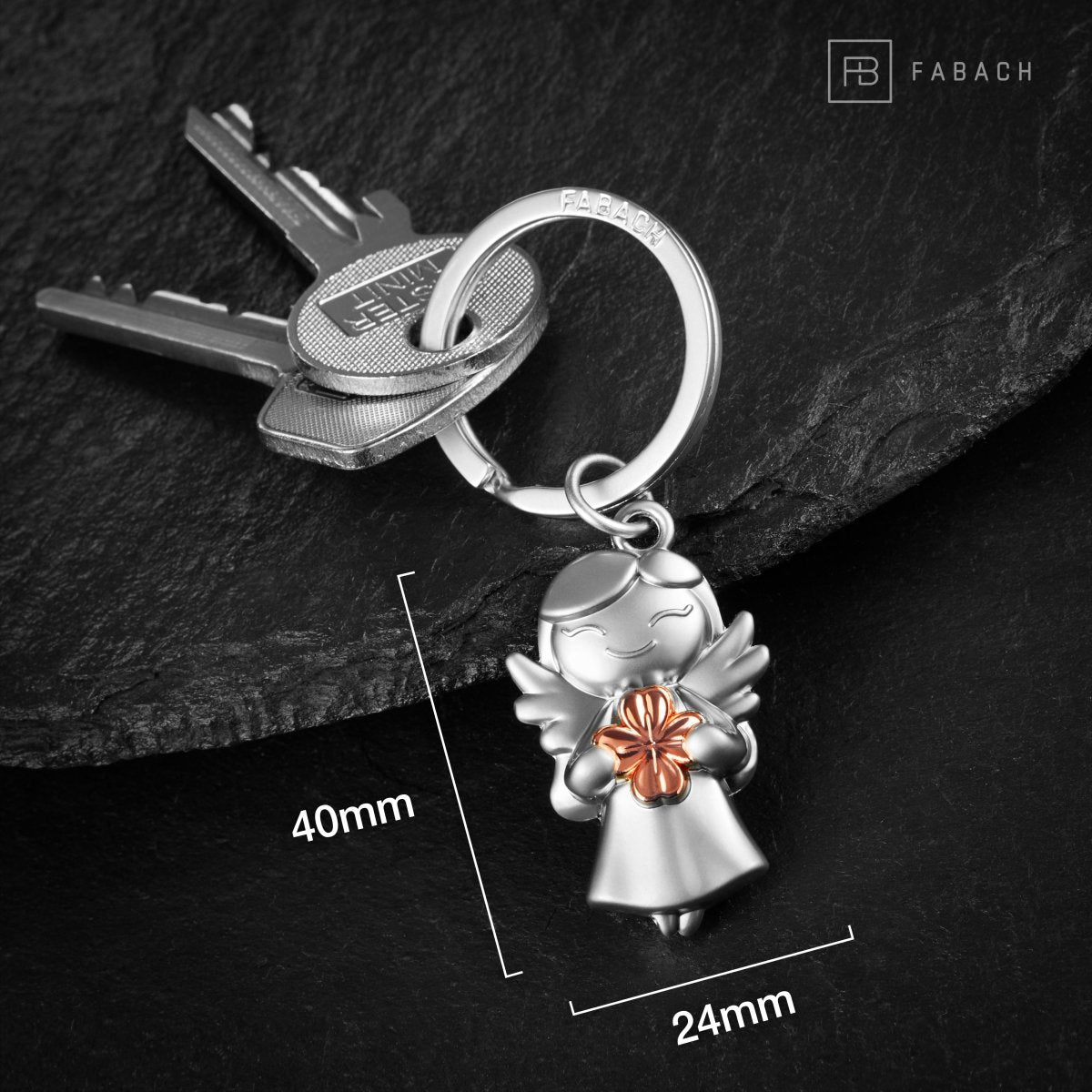 "Star" Schutzengel Schlüsselanhänger - Glücksengel mit Kleeblatt -Engel Glücksbringer