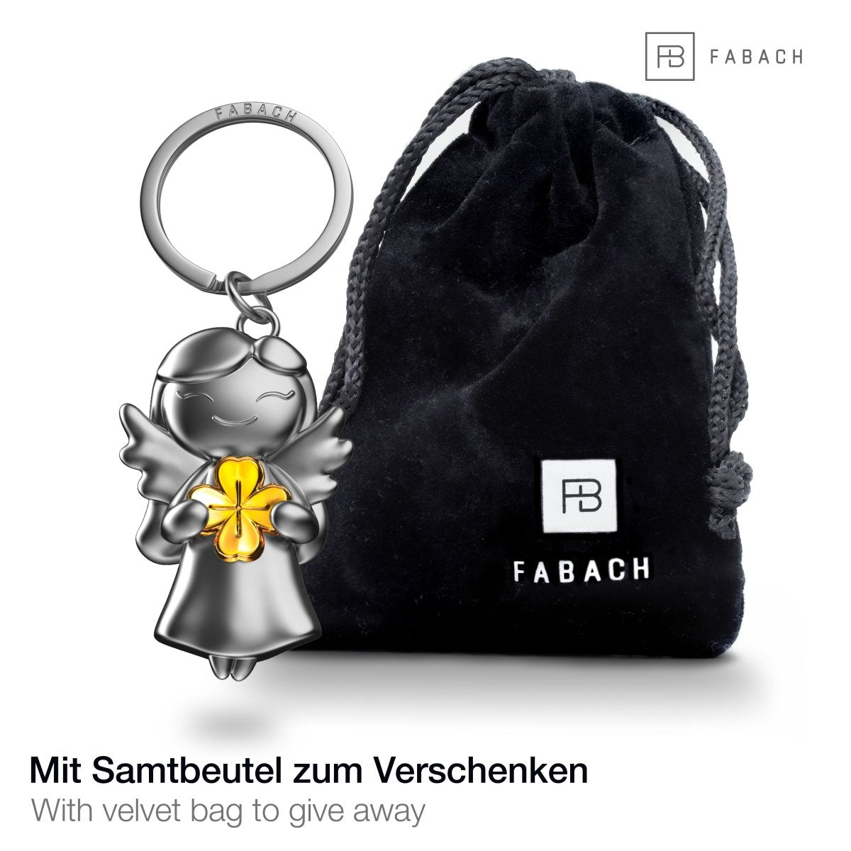 "Star" Schutzengel Schlüsselanhänger - Glücksengel mit Kleeblatt -Engel Glücksbringer