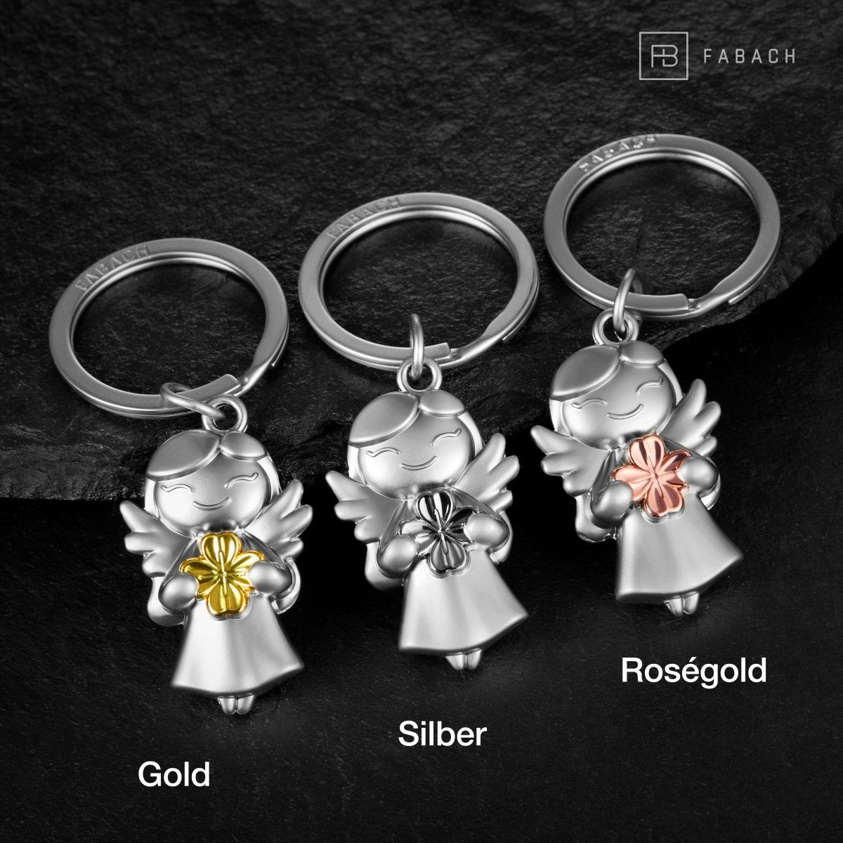 "Star" Schutzengel Schlüsselanhänger - Glücksengel mit Kleeblatt -Engel Glücksbringer - FABACH