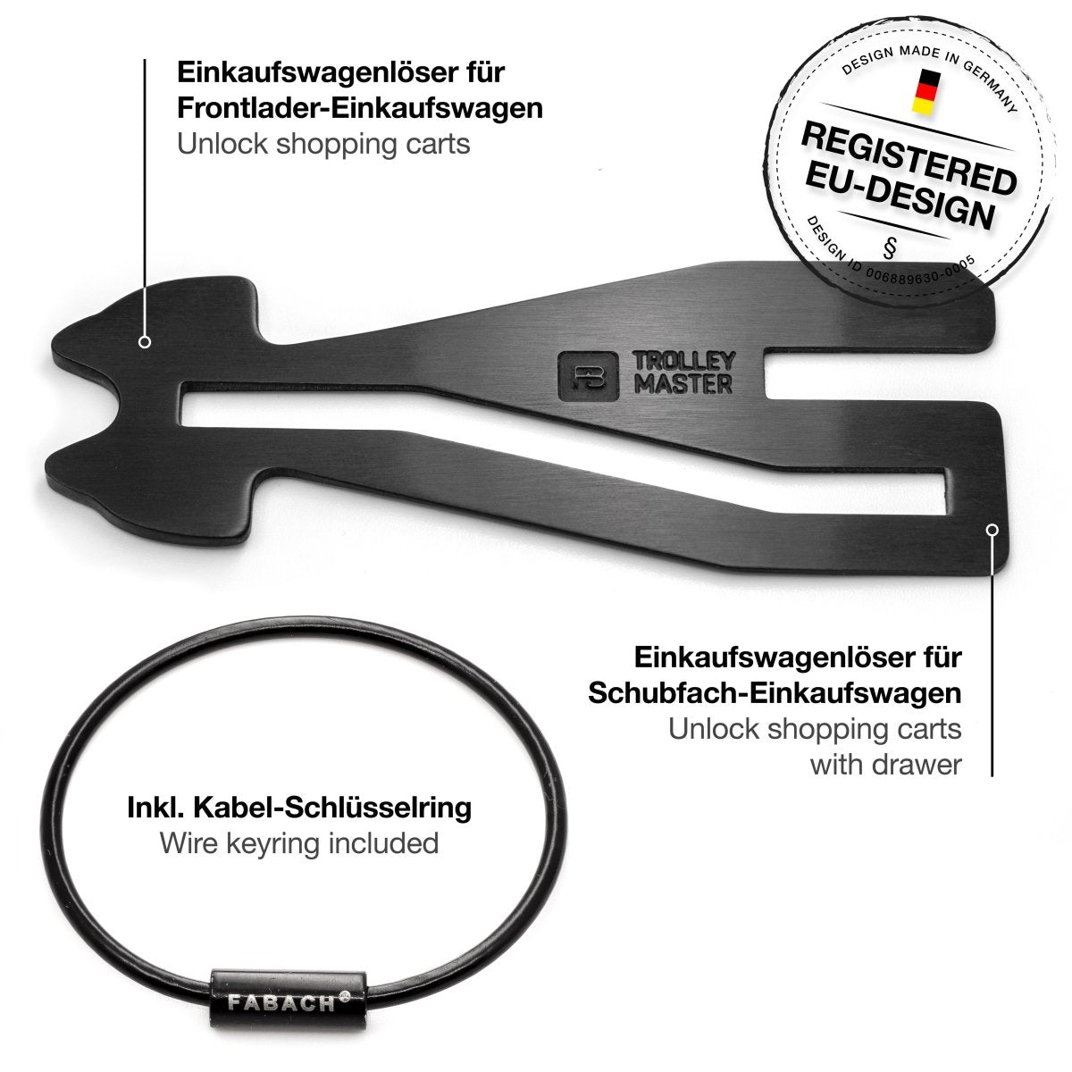 "Trolley Master Stainless Steel Series" - Der erste Einkaufswagenlöser für alle Einkaufswagen - Das Original in Edelstahl
