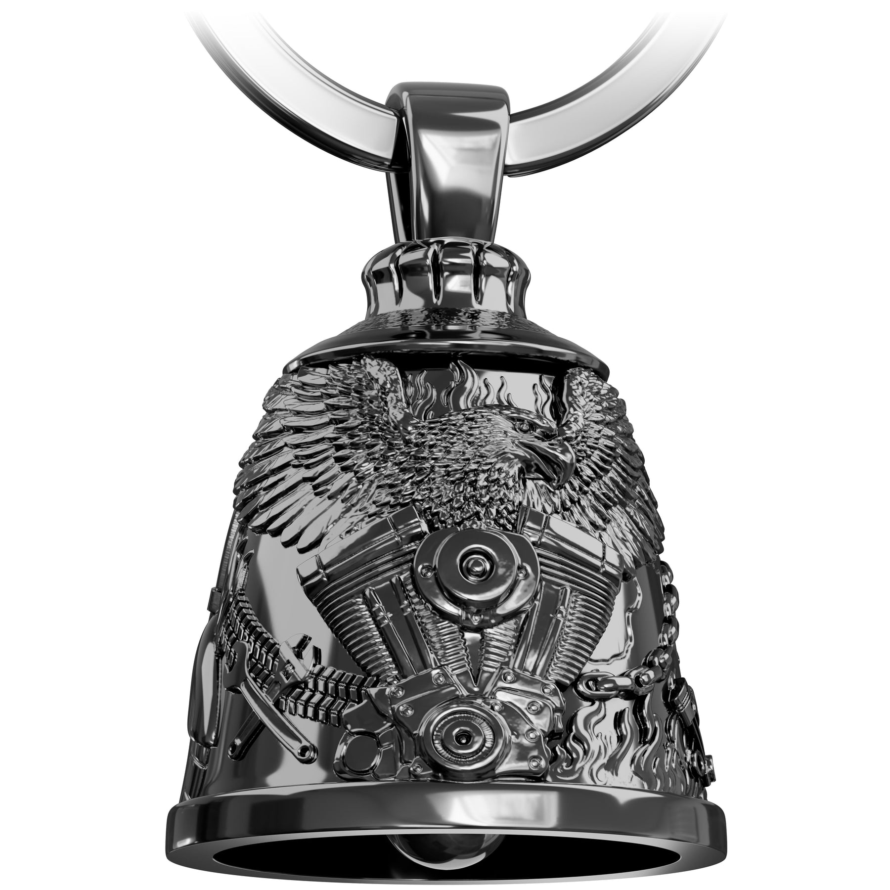 Motorradglocke Schlüsselanhänger - Biker Bell mit Adler - Motorrad Schlüsselanhänger - Glücksbringer für Motorradfahrer (Copy)
