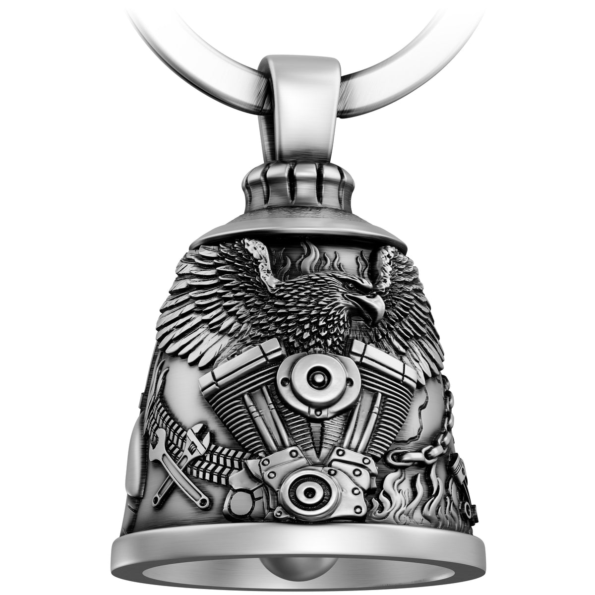 Motorradglocke Schlüsselanhänger - Biker Bell mit Adler - Motorrad Schlüsselanhänger - Glücksbringer für Motorradfahrer (Copy)