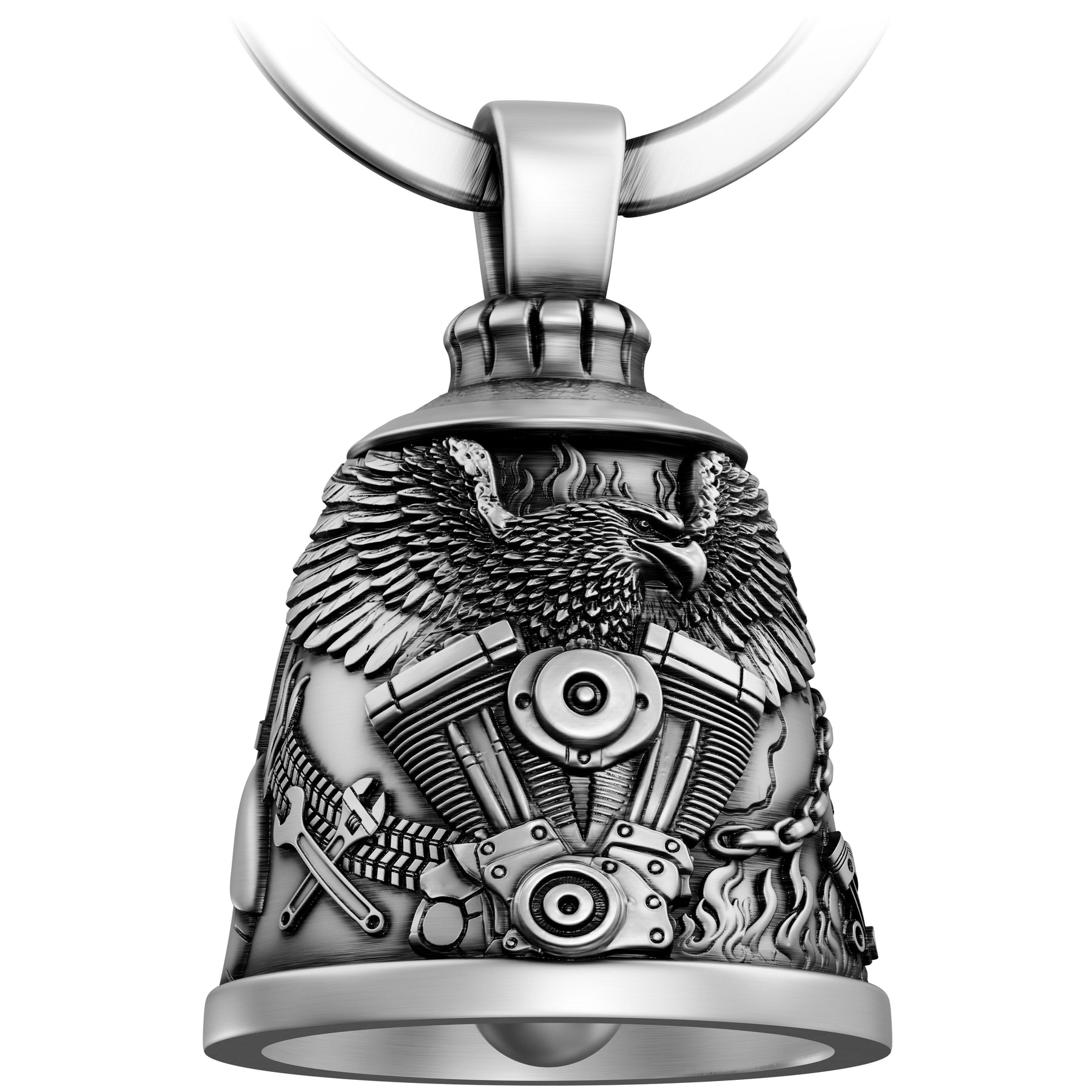 Motorradglocke Schlüsselanhänger - Biker Bell mit Adler - Motorrad Schlüsselanhänger - Glücksbringer für Motorradfahrer (Copy)