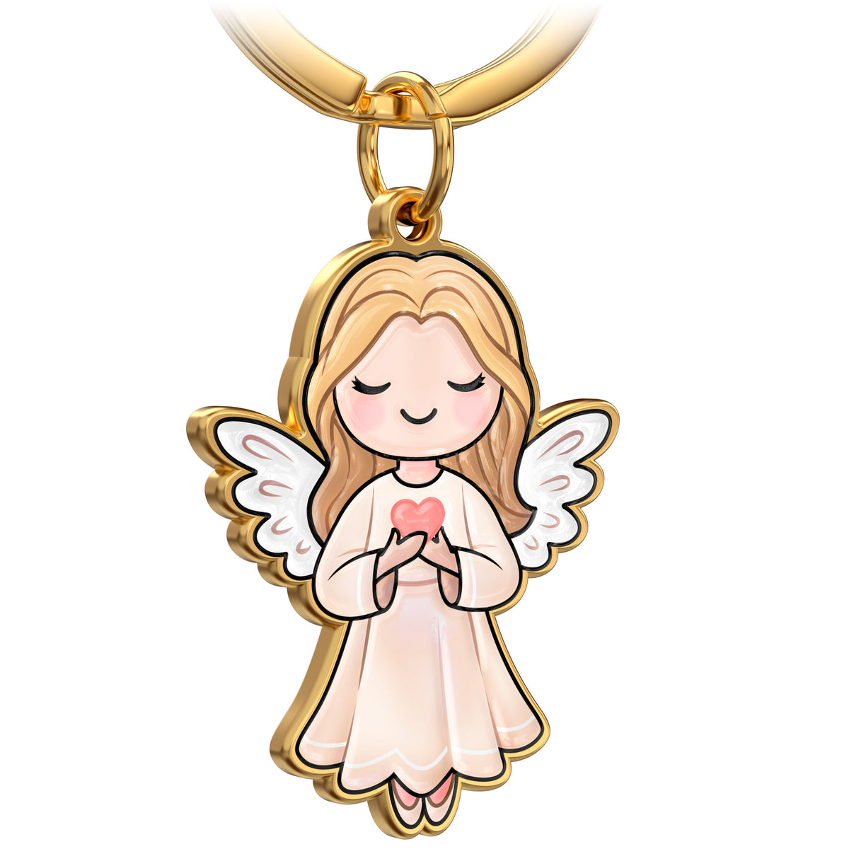 Schutzengel Schlüsselanhänger "Joy" mit Herz - Geschenk Schutzengel Glücksbringer - Süßer Engel mit Herz Geschenkidee Freundin