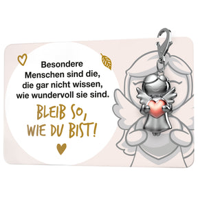 "Beste Freundin" Schutzengel Schlüsselanhänger - Schutzengel Star mit Herz und Karte mit liebevoller Botschaft