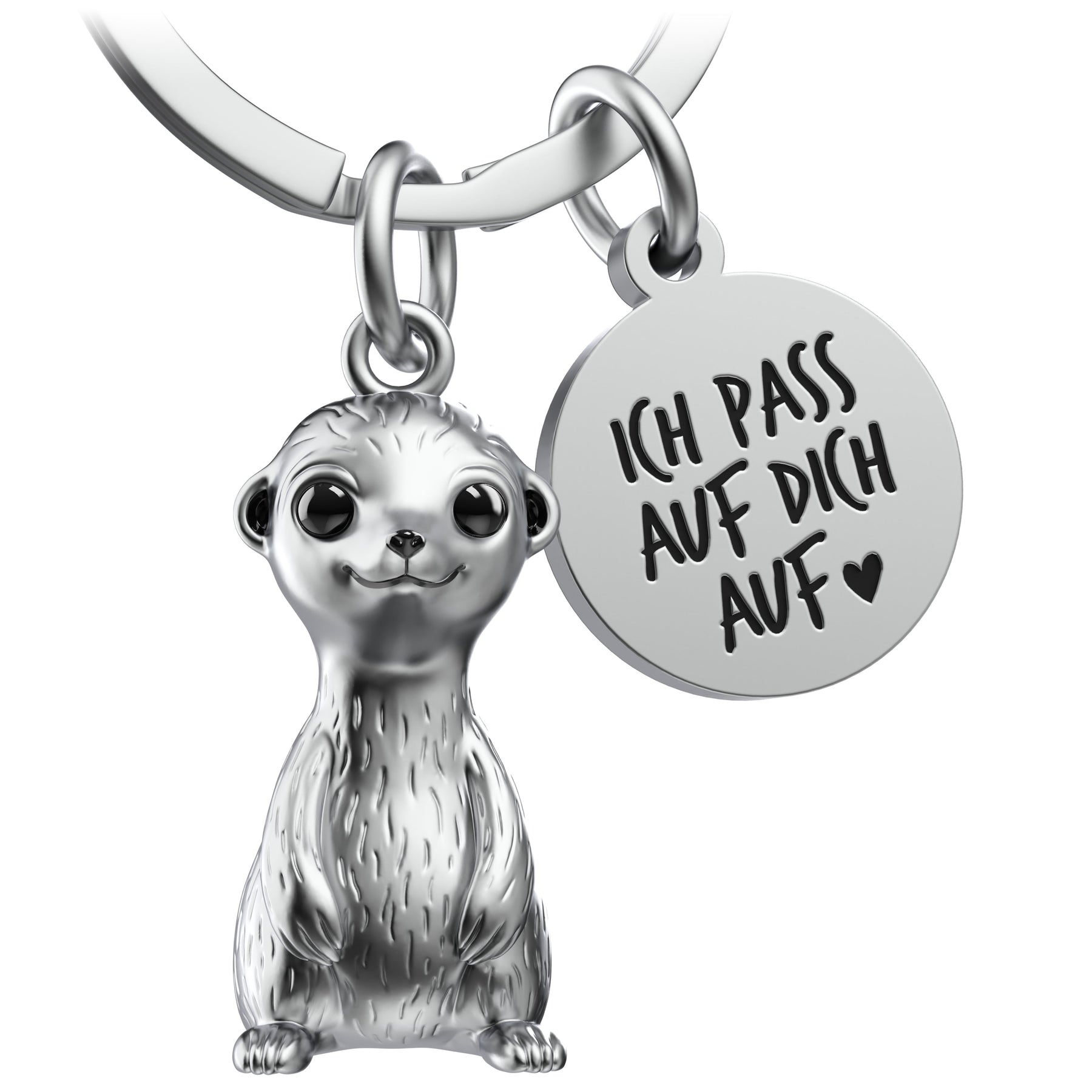Erdmännchen Schlüsselanhänger "Sammy" mit Gravur - Meerkat Glücksbringer Geschenk mit Gravur "Pass auf dich auf"