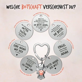 "Beste Mama" Schutzengel Schlüsselanhänger - Schutzengel Star mit Herz und Gravur Plättchen mit liebevoller Botschaft