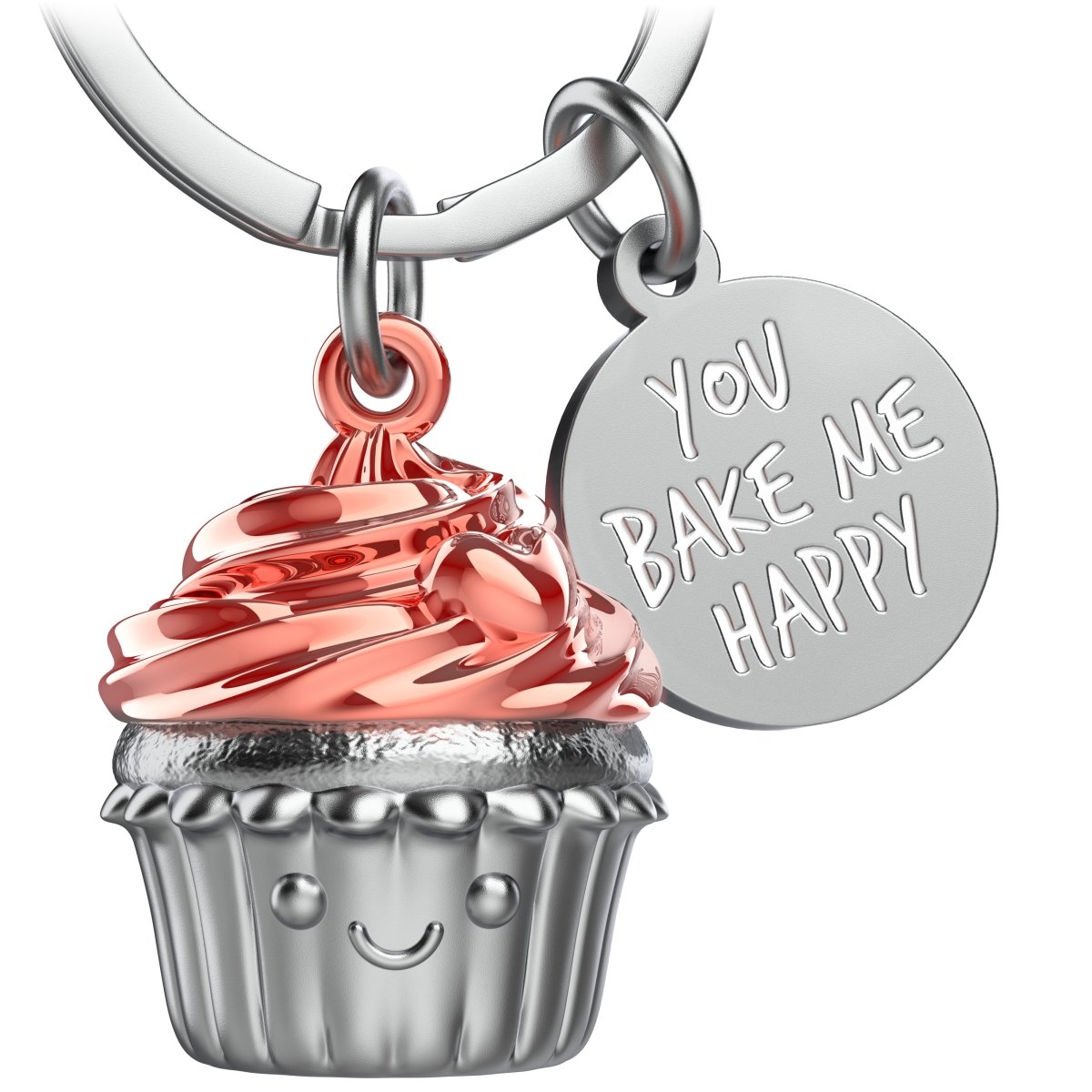 Cupcake Schlüsselanhänger "Sweety" - Glücksbringer Geschenk Partnerin Beste Freundin - Muffin Törtchen Glücksbringer mit Gravur "You bake me happy"