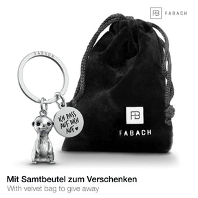 Erdmännchen Schlüsselanhänger "Sammy" mit Gravur - Meerkat Glücksbringer Geschenk mit Gravur "Pass auf dich auf" - FABACH – Die Schlüsselanhänger - Schmiede