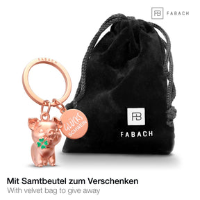 Glücksschwein Schlüsselanhänger "Wiggy" mit Kleeblatt - Glücksbringer Geschenk - Viel Erfolg Glücksbringer - Viel Glück Schweinchen - FABACH – Die Schlüsselanhänger - Schmiede