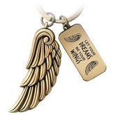 "Dreams" Engelsflügel Schlüsselanhänger - Gravur mit Botschaft "May your Dreams be your Wings" -Engel Flügel Glücksbringer - FABACH#farbe_antique bronze