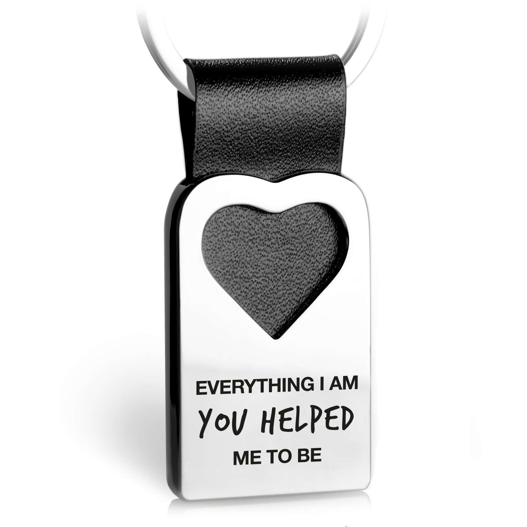 "Everything I am you helped me to be" Herz-Schlüsselanhänger mit Gravur aus Leder - FABACH